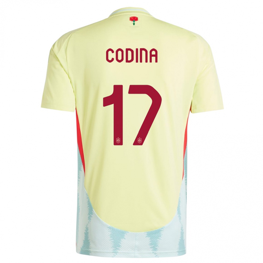 Vaikiškas Ispanija Laia Codina #17 Geltona Išvykos Marškinėliai 24-26 T-Shirt