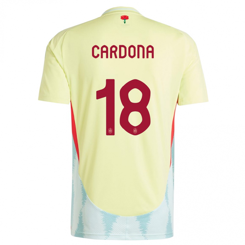 Vaikiškas Ispanija Marta Cardona #18 Geltona Išvykos Marškinėliai 24-26 T-Shirt