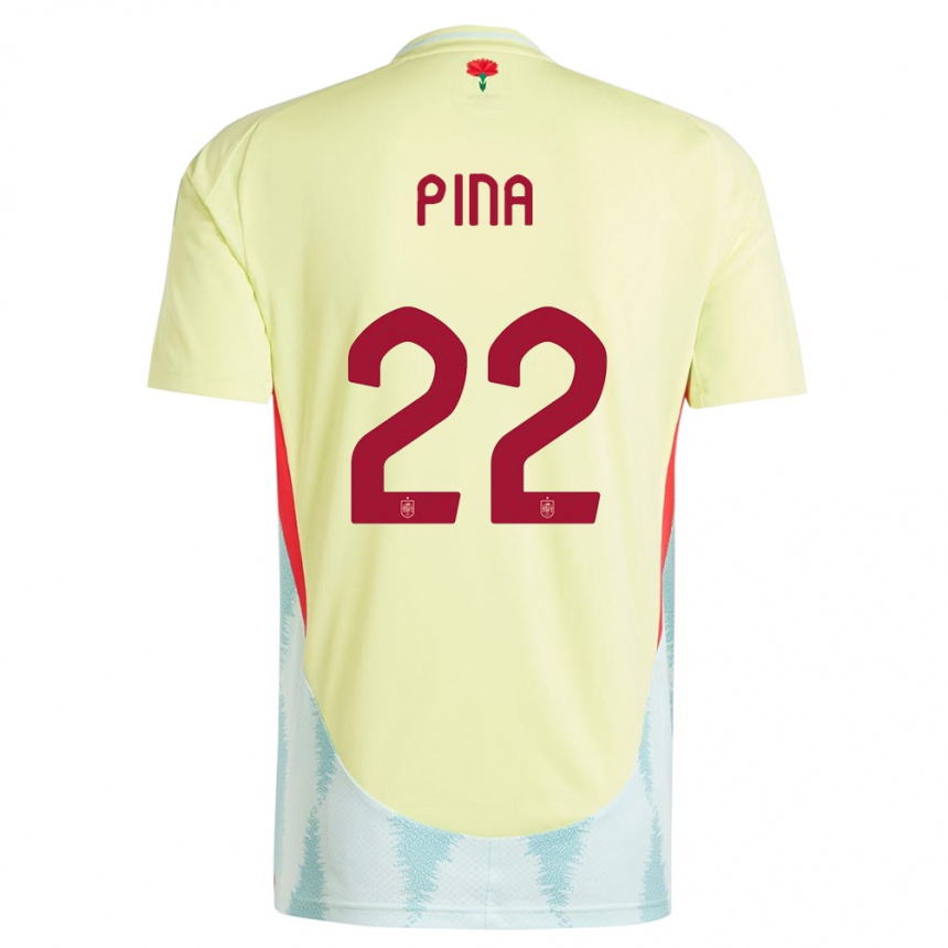 Vaikiškas Ispanija Claudia Pina #22 Geltona Išvykos Marškinėliai 24-26 T-Shirt