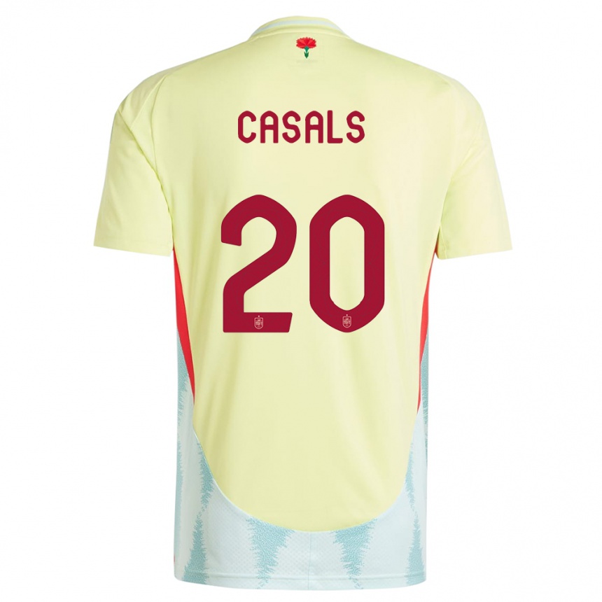 Vaikiškas Ispanija Joel Casals #20 Geltona Išvykos Marškinėliai 24-26 T-Shirt