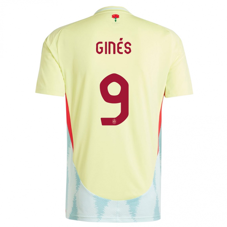 Vaikiškas Ispanija Alvaro Gines #9 Geltona Išvykos Marškinėliai 24-26 T-Shirt