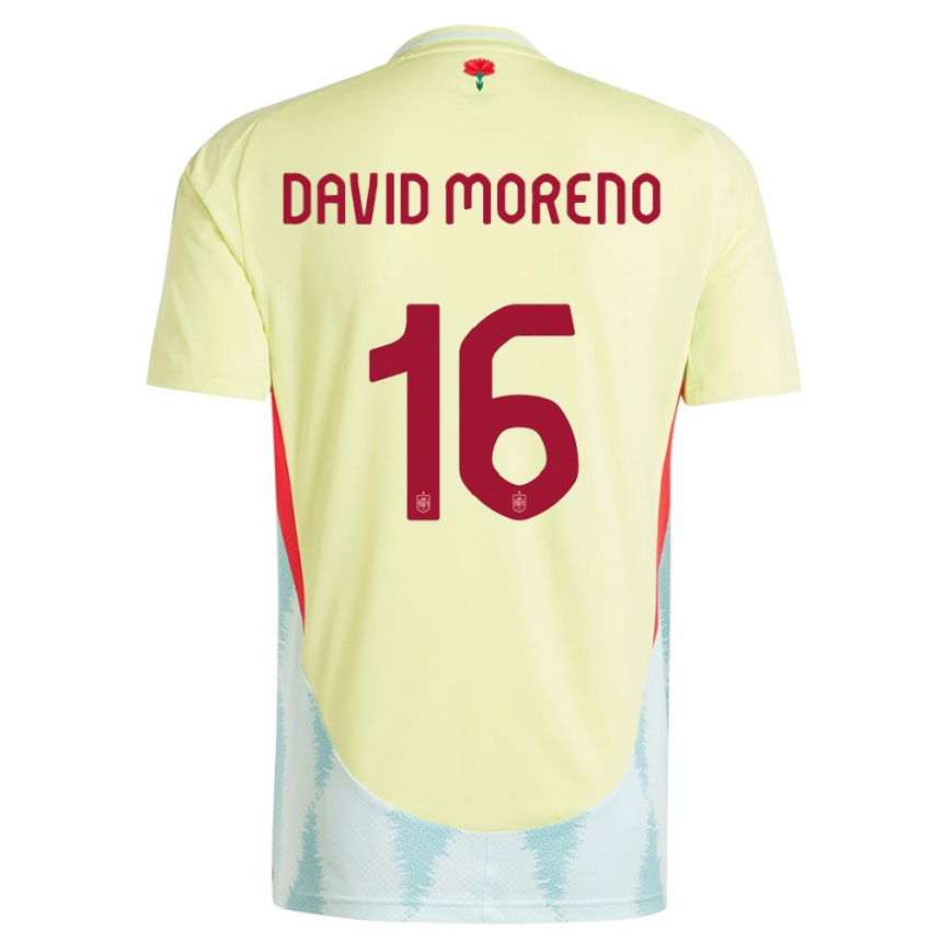 Vaikiškas Ispanija Antonio David Moreno #16 Geltona Išvykos Marškinėliai 24-26 T-Shirt