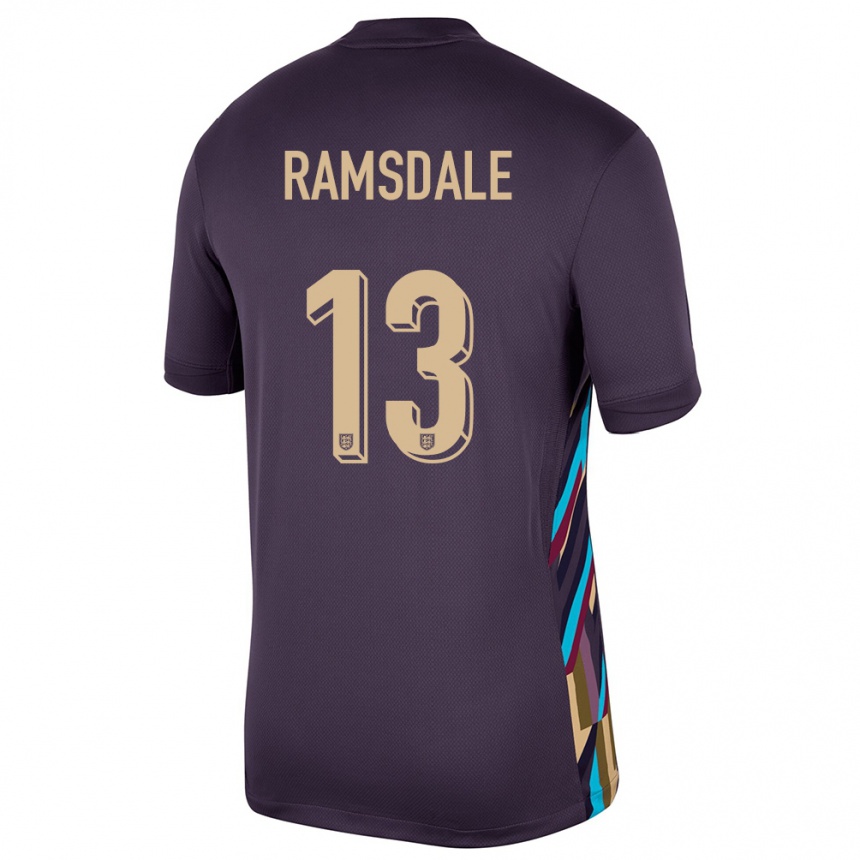 Vaikiškas Anglija Aaron Ramsdale #13 Tamsi Razina Išvykos Marškinėliai 24-26 T-Shirt