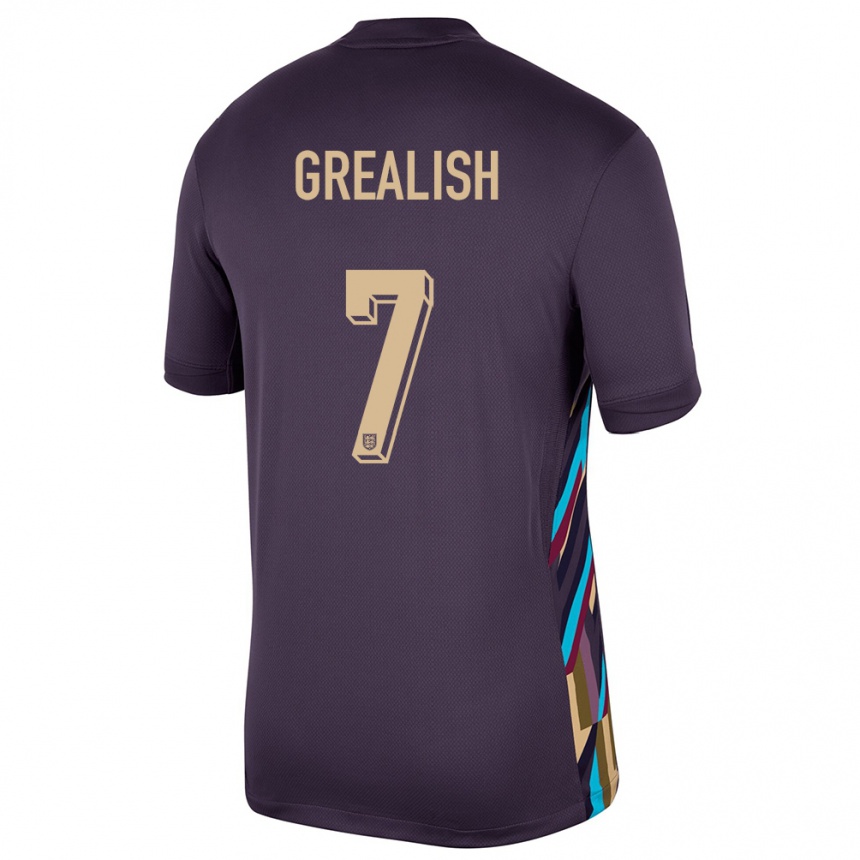 Vaikiškas Anglija Jack Grealish #7 Tamsi Razina Išvykos Marškinėliai 24-26 T-Shirt