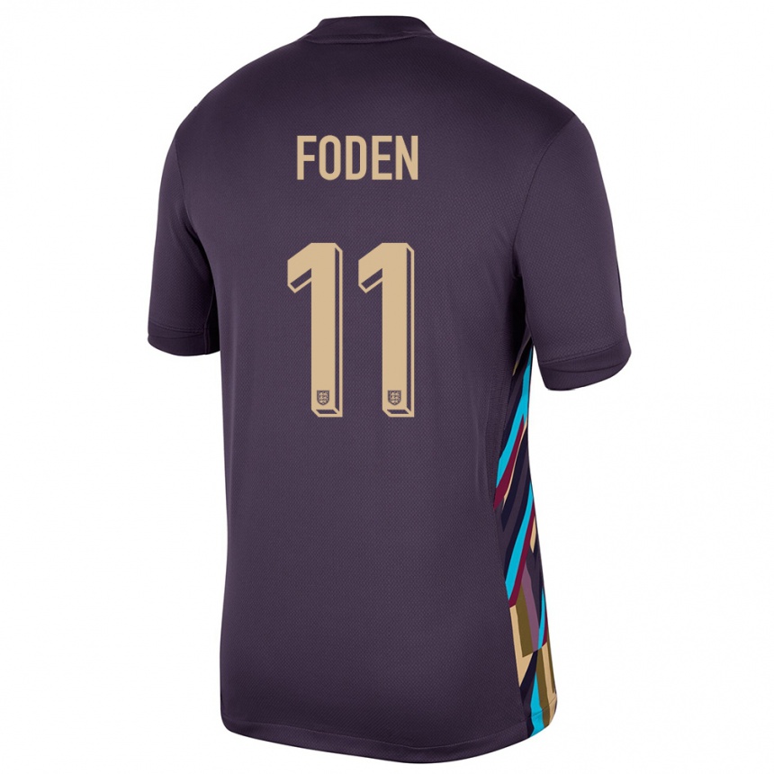 Vaikiškas Anglija Phil Foden #11 Tamsi Razina Išvykos Marškinėliai 24-26 T-Shirt