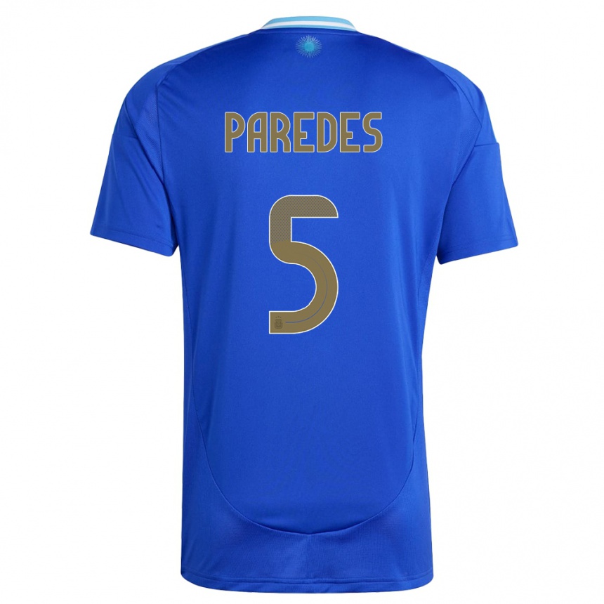 Vaikiškas Argentina Leandro Paredes #5 Mėlyna Išvykos Marškinėliai 24-26 T-Shirt