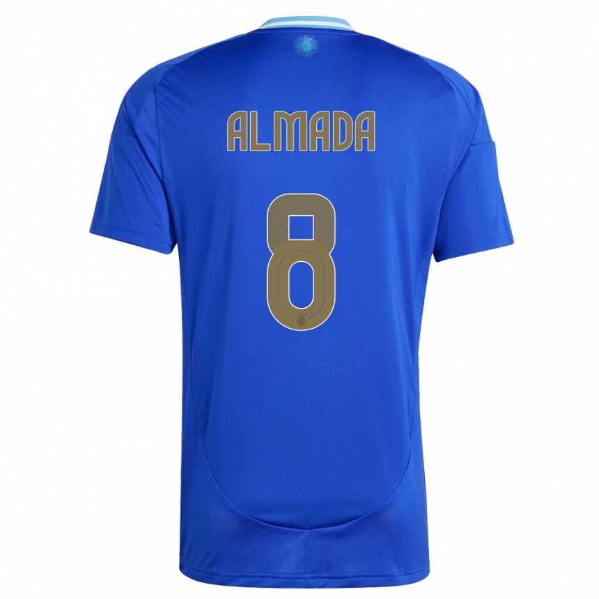 Vaikiškas Argentina Thiago Almada #8 Mėlyna Išvykos Marškinėliai 24-26 T-Shirt