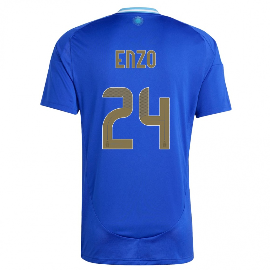 Vaikiškas Argentina Enzo Fernandez #24 Mėlyna Išvykos Marškinėliai 24-26 T-Shirt