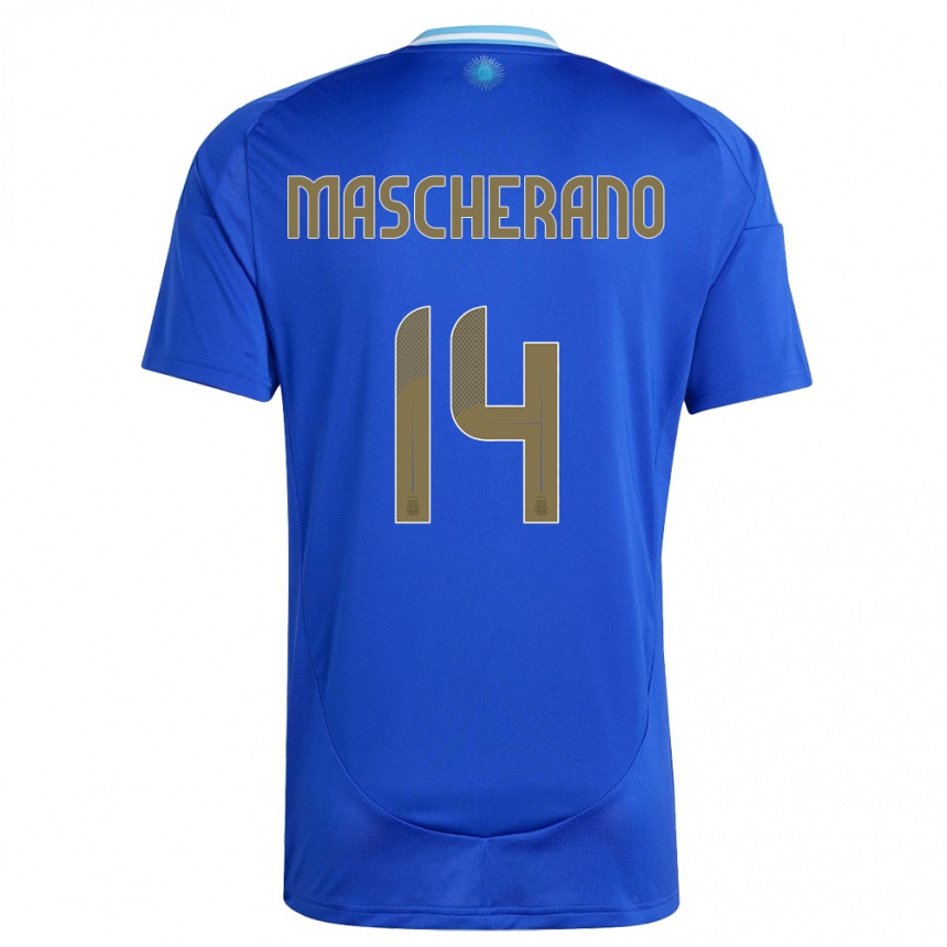 Vaikiškas Argentina Javier Mascherano #14 Mėlyna Išvykos Marškinėliai 24-26 T-Shirt