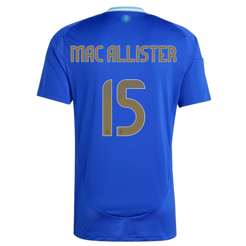 Vaikiškas Argentina Alexis Mac Allister #15 Mėlyna Išvykos Marškinėliai 24-26 T-Shirt