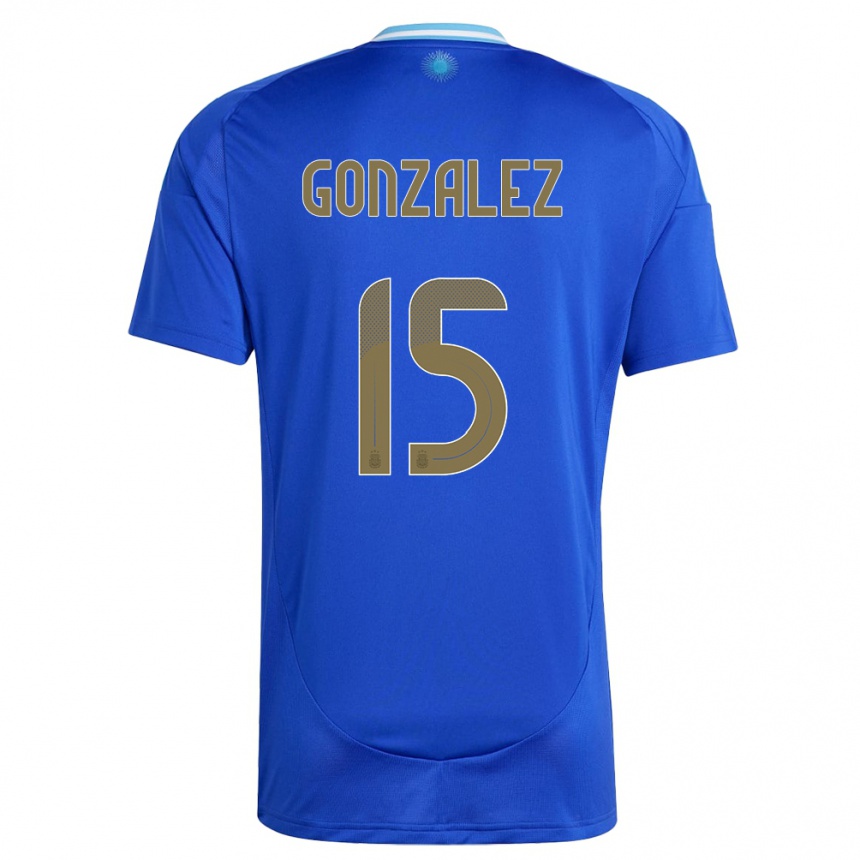 Vaikiškas Argentina Nicolas Gonzalez #15 Mėlyna Išvykos Marškinėliai 24-26 T-Shirt