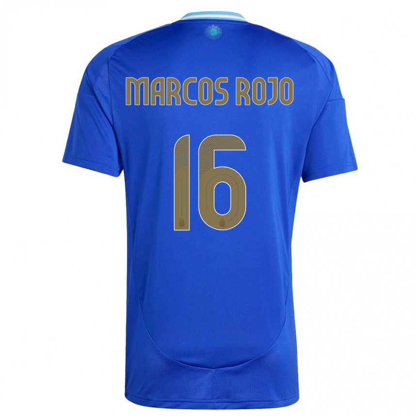 Vaikiškas Argentina Marcos Rojo #16 Mėlyna Išvykos Marškinėliai 24-26 T-Shirt