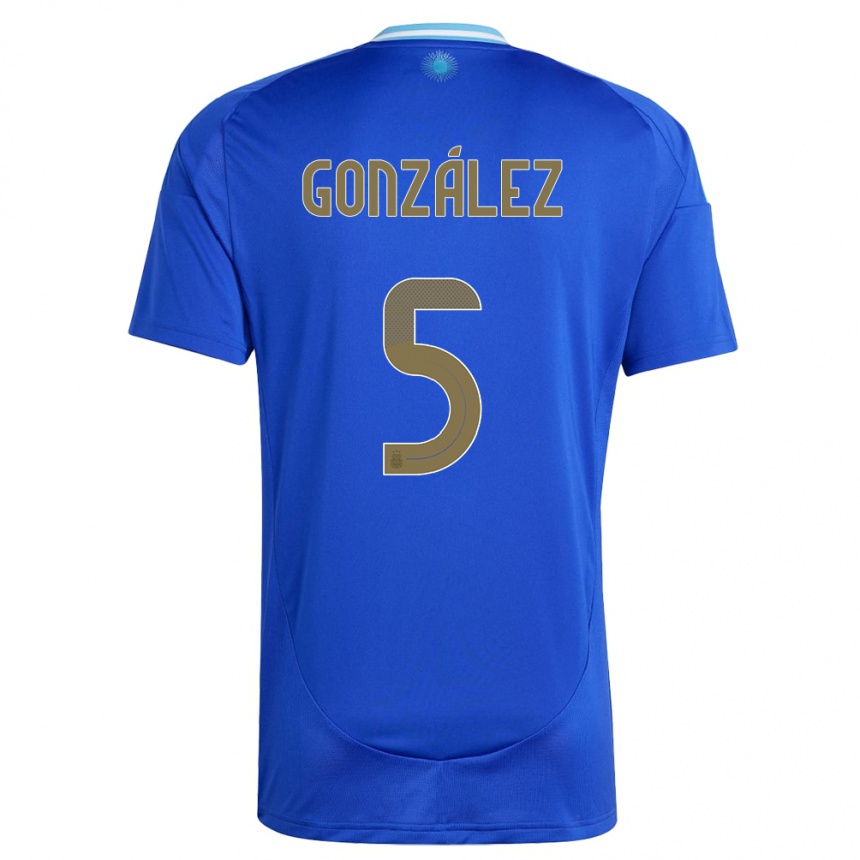 Vaikiškas Argentina Maximiliano Gonzalez #5 Mėlyna Išvykos Marškinėliai 24-26 T-Shirt