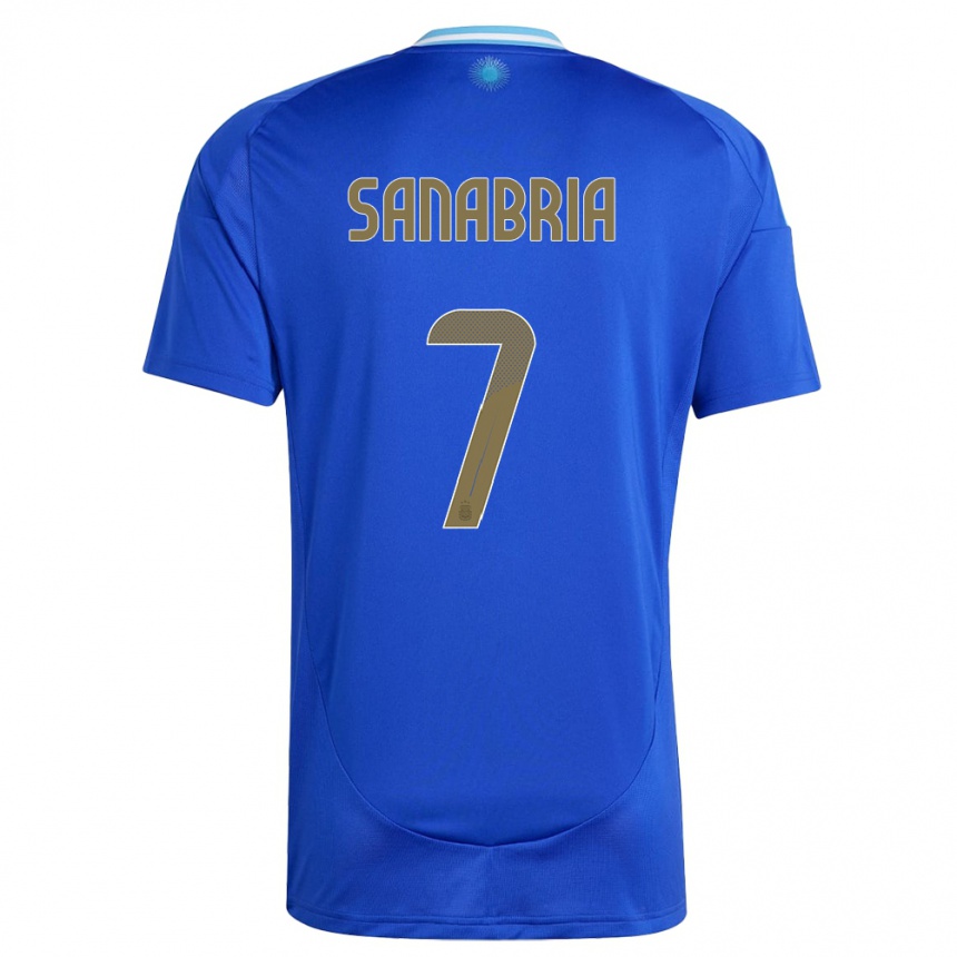 Vaikiškas Argentina Mateo Sanabria #7 Mėlyna Išvykos Marškinėliai 24-26 T-Shirt