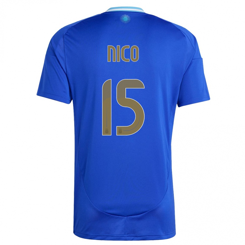 Vaikiškas Argentina Nico #15 Mėlyna Išvykos Marškinėliai 24-26 T-Shirt