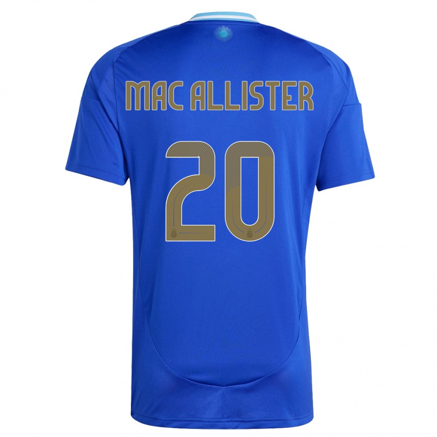 Vaikiškas Argentina Alexis Mac Allister #20 Mėlyna Išvykos Marškinėliai 24-26 T-Shirt