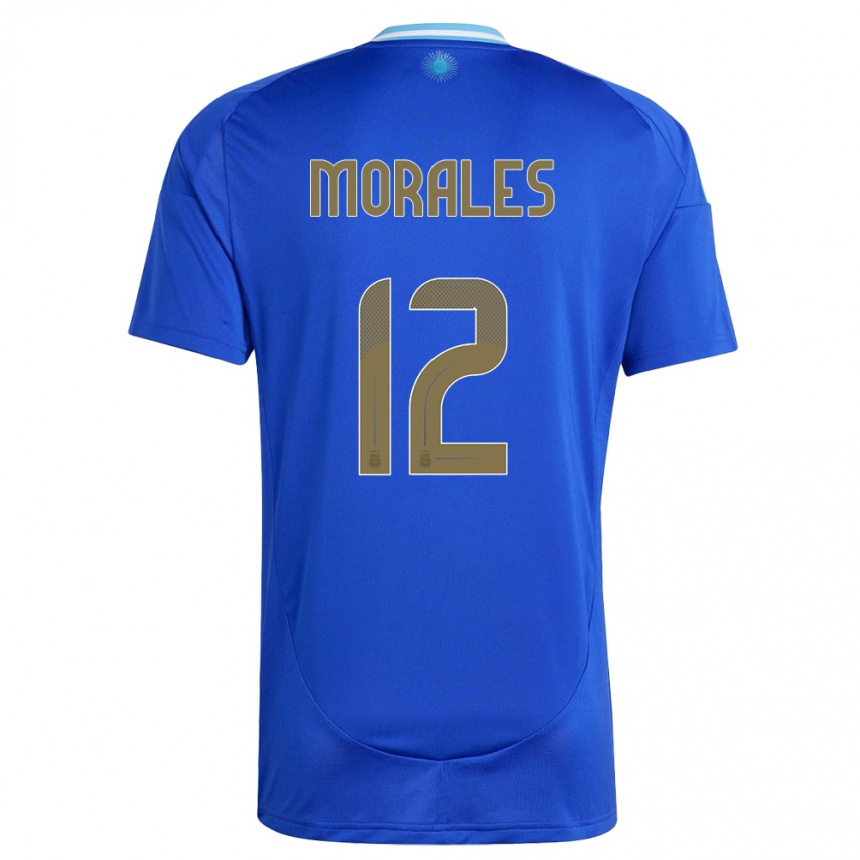 Vaikiškas Argentina Lautaro Morales #12 Mėlyna Išvykos Marškinėliai 24-26 T-Shirt