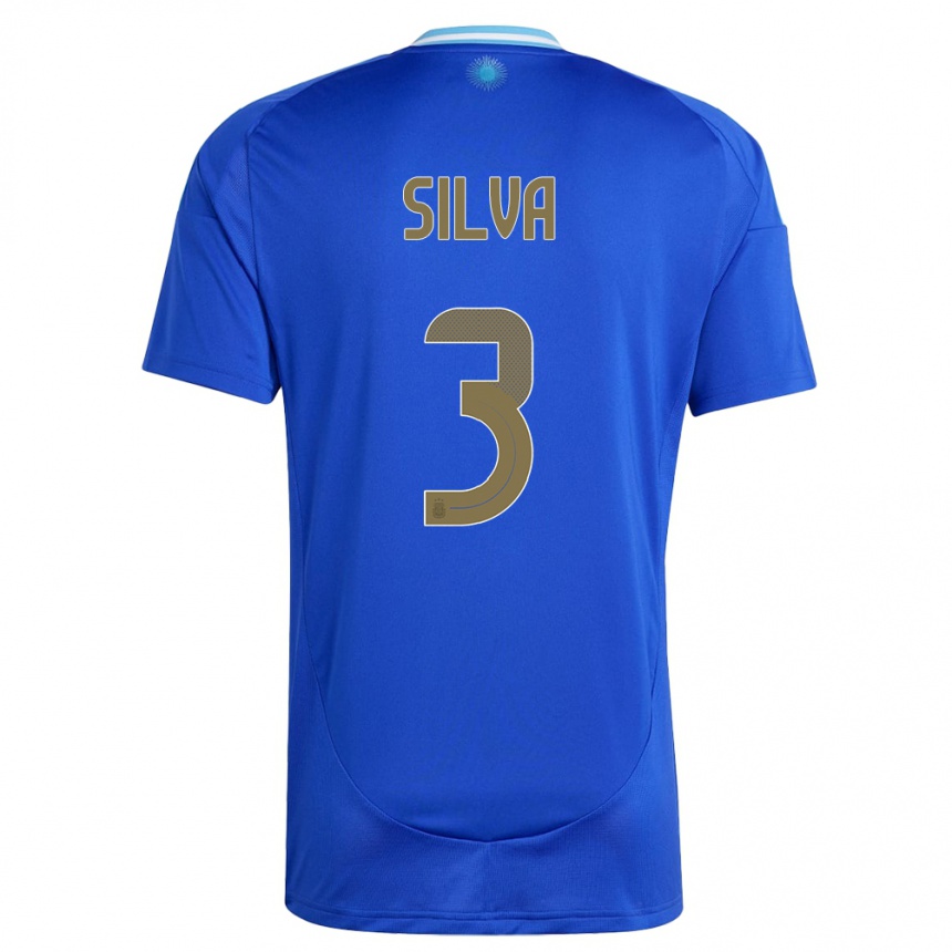 Vaikiškas Argentina Tomas Silva #3 Mėlyna Išvykos Marškinėliai 24-26 T-Shirt