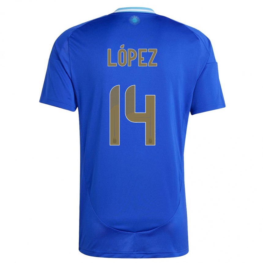 Vaikiškas Argentina Lautaro Lopez #14 Mėlyna Išvykos Marškinėliai 24-26 T-Shirt