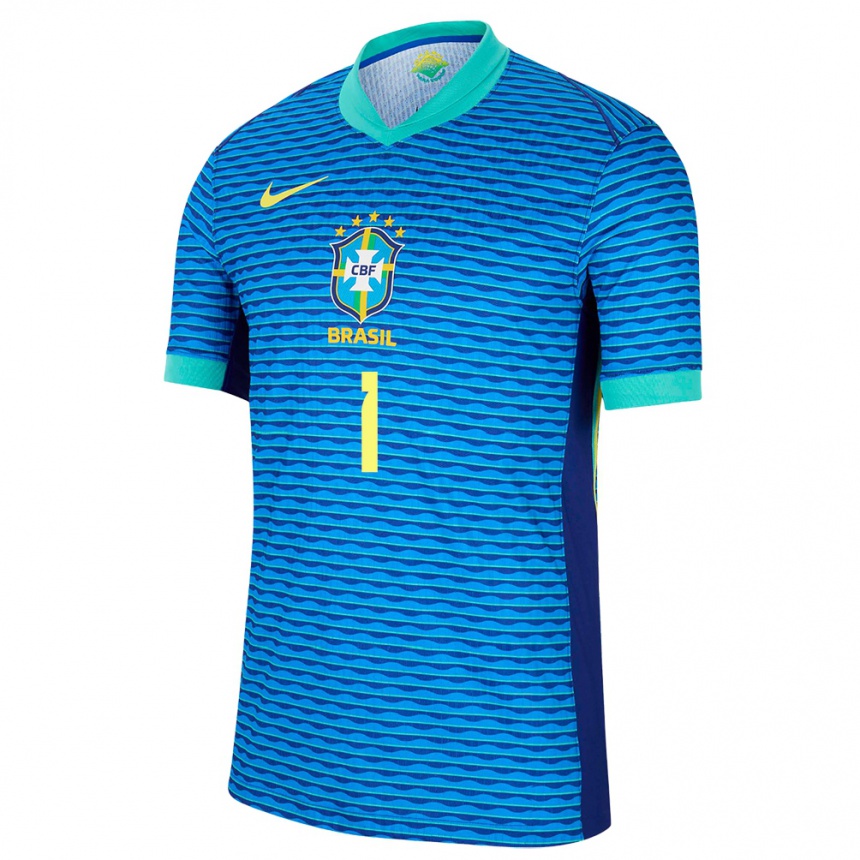 Vaikiškas Brazilija Alisson #1 Mėlyna Išvykos Marškinėliai 24-26 T-Shirt