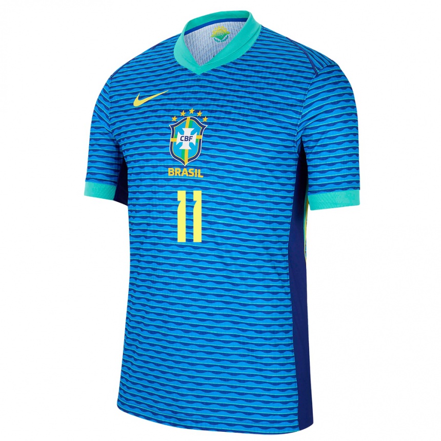 Vaikiškas Brazilija Raphinha #11 Mėlyna Išvykos Marškinėliai 24-26 T-Shirt