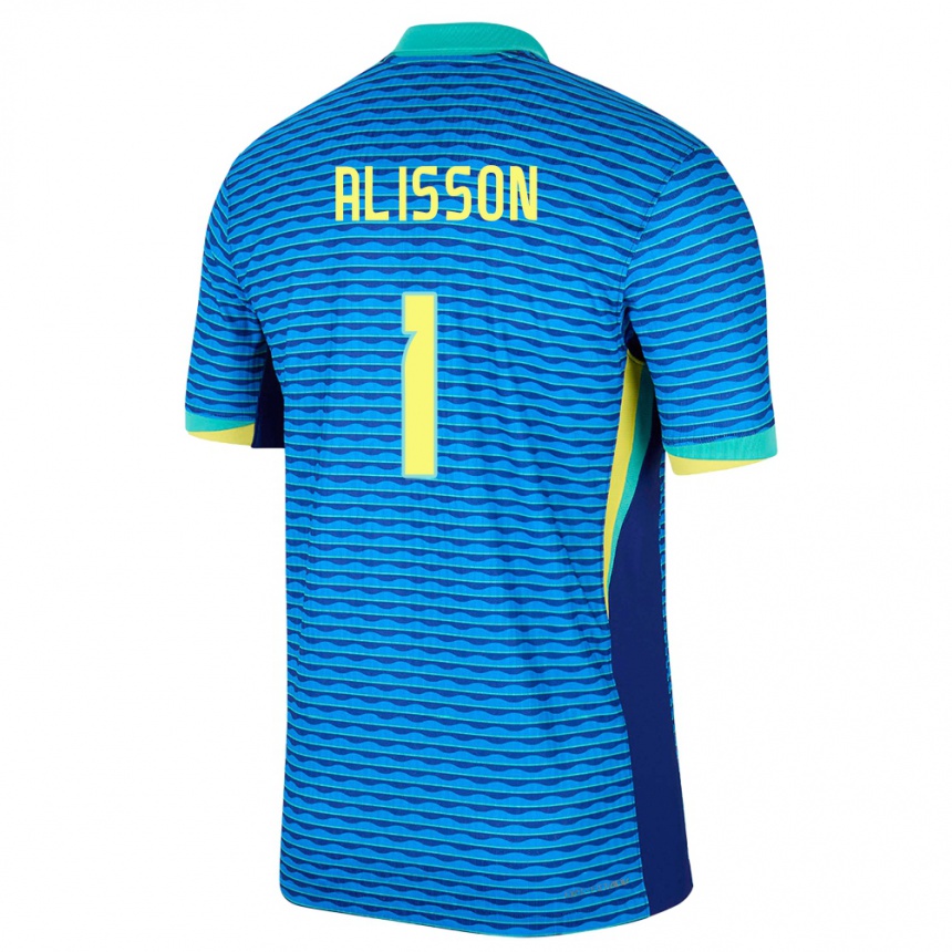 Vaikiškas Brazilija Alisson #1 Mėlyna Išvykos Marškinėliai 24-26 T-Shirt