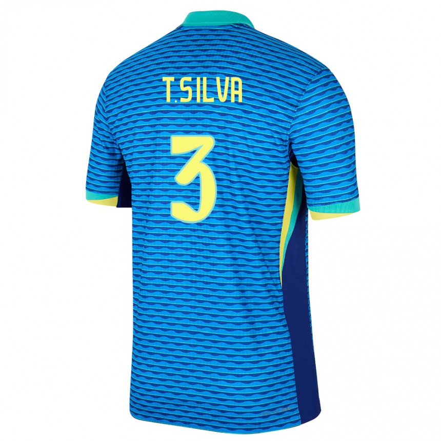 Vaikiškas Brazilija Thiago Silva #3 Mėlyna Išvykos Marškinėliai 24-26 T-Shirt