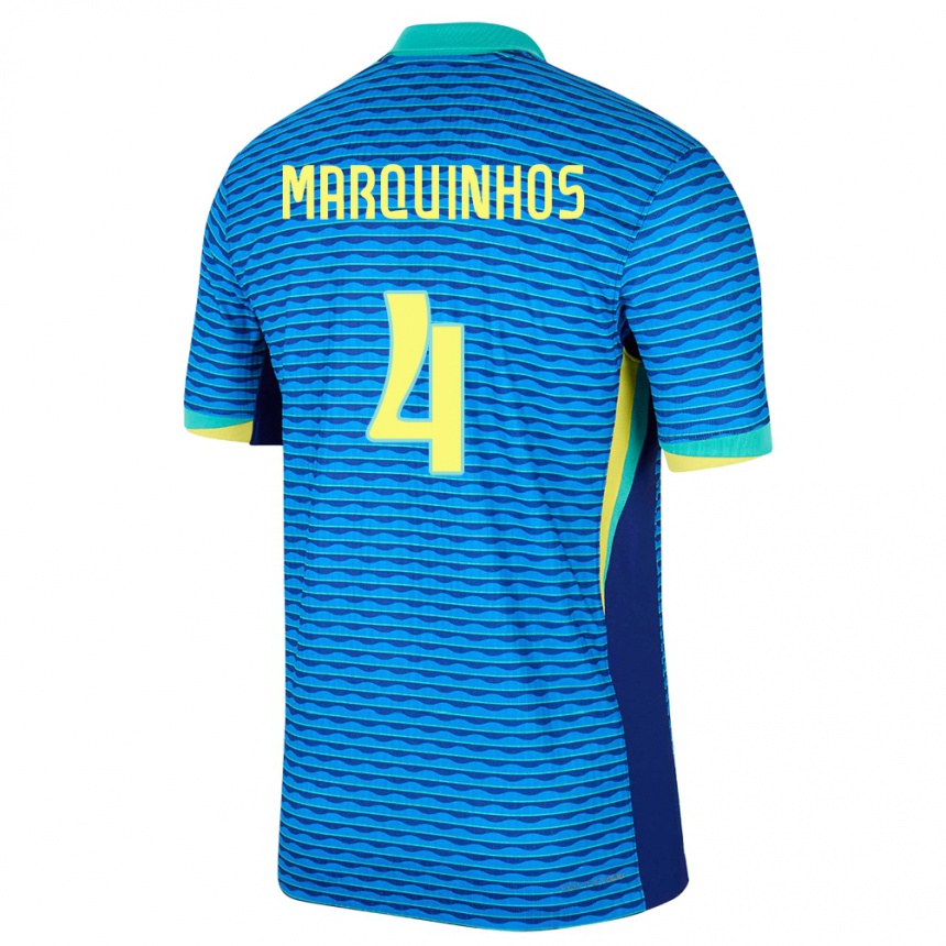 Vaikiškas Brazilija Marquinhos #4 Mėlyna Išvykos Marškinėliai 24-26 T-Shirt