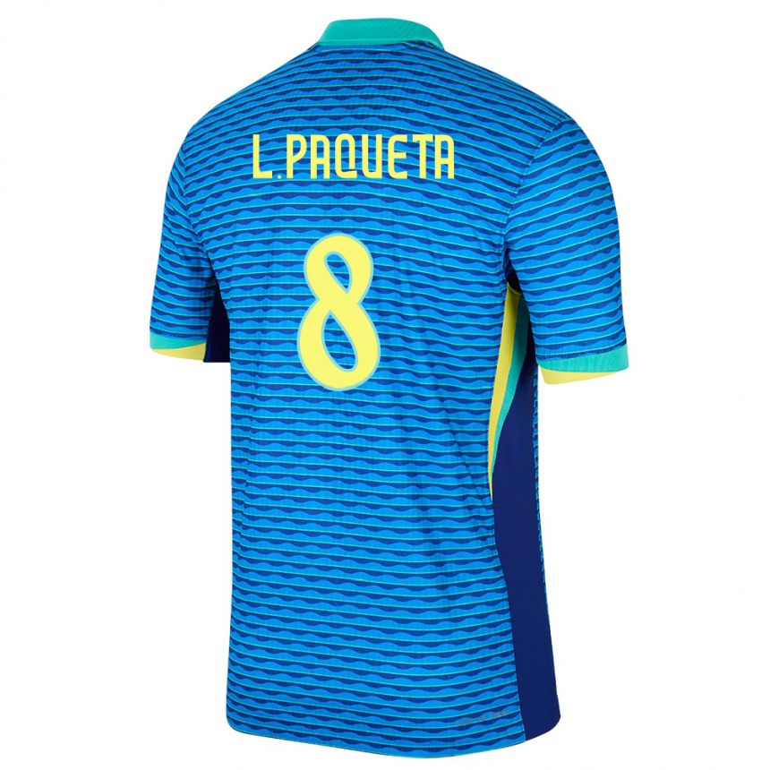 Vaikiškas Brazilija Lucas Paqueta #8 Mėlyna Išvykos Marškinėliai 24-26 T-Shirt