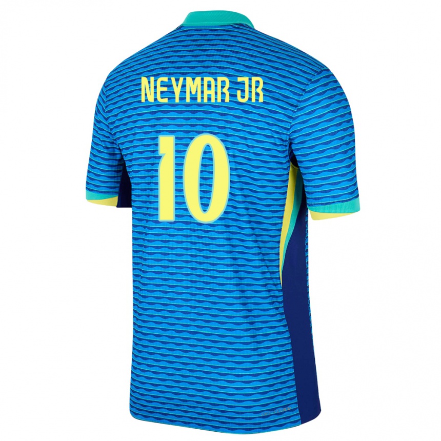 Vaikiškas Brazilija Neymar #10 Mėlyna Išvykos Marškinėliai 24-26 T-Shirt