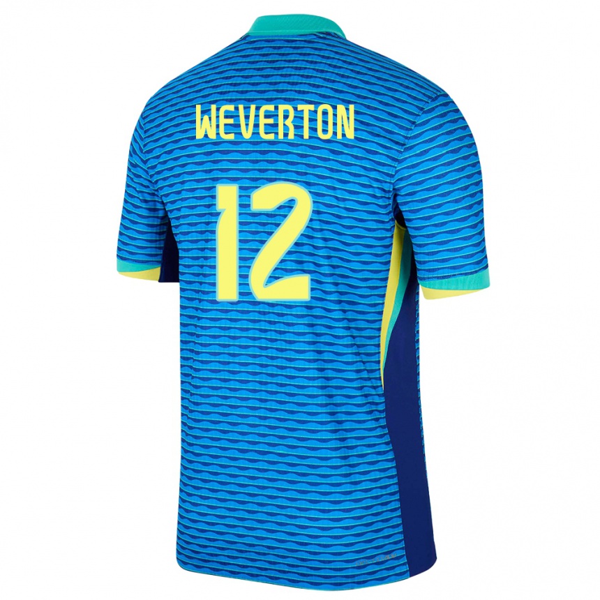 Vaikiškas Brazilija Weverton #12 Mėlyna Išvykos Marškinėliai 24-26 T-Shirt