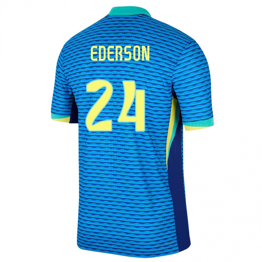 Vaikiškas Brazilija Ederson #24 Mėlyna Išvykos Marškinėliai 24-26 T-Shirt