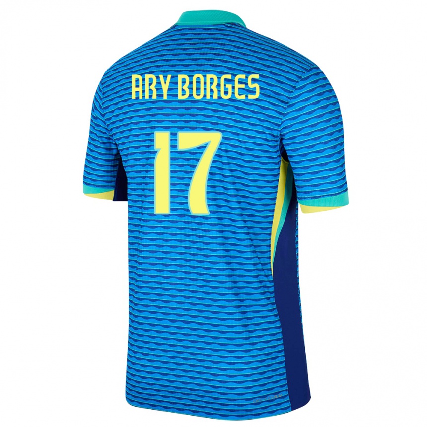 Vaikiškas Brazilija Ary Borges #17 Mėlyna Išvykos Marškinėliai 24-26 T-Shirt