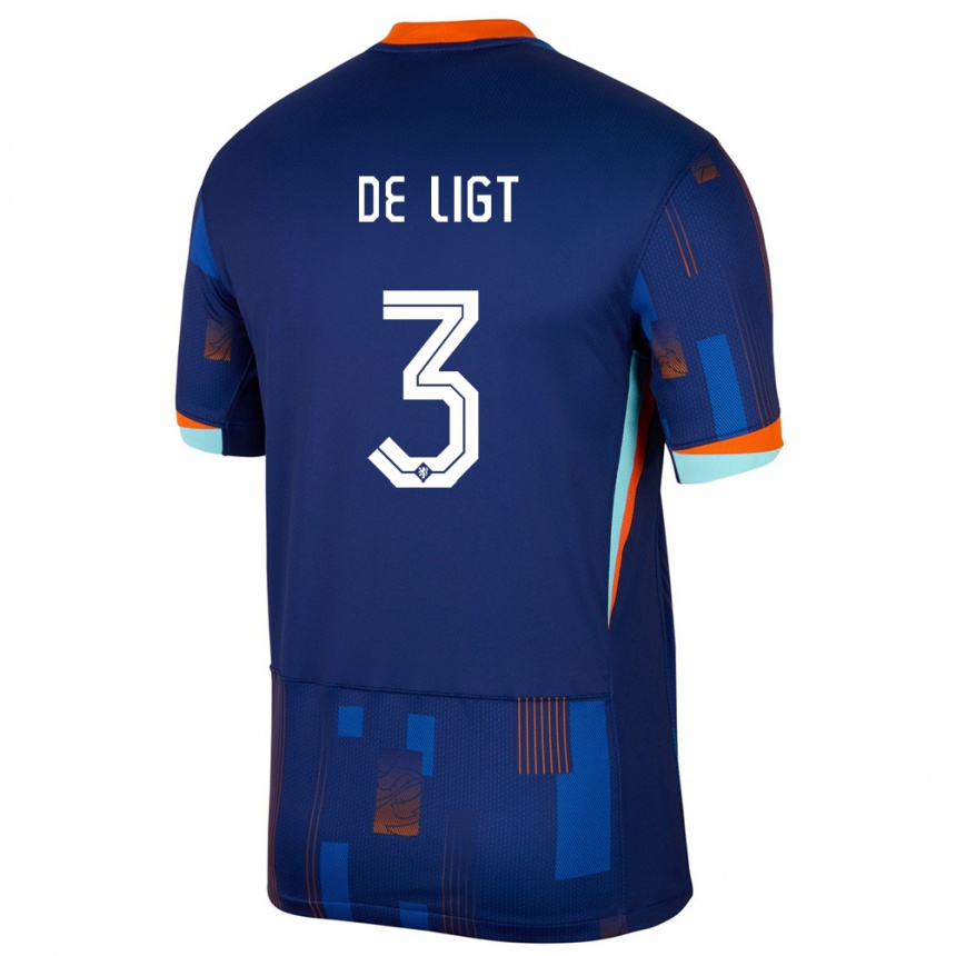 Vaikiškas Olandija Matthijs De Ligt #3 Mėlyna Išvykos Marškinėliai 24-26 T-Shirt