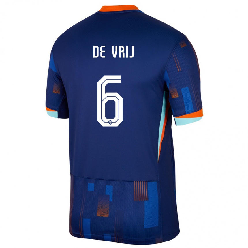 Vaikiškas Olandija Stefan De Vrij #6 Mėlyna Išvykos Marškinėliai 24-26 T-Shirt