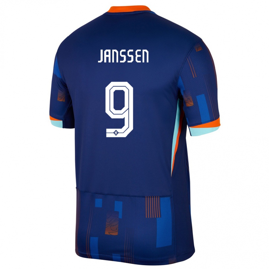 Vaikiškas Olandija Vincent Janssen #9 Mėlyna Išvykos Marškinėliai 24-26 T-Shirt