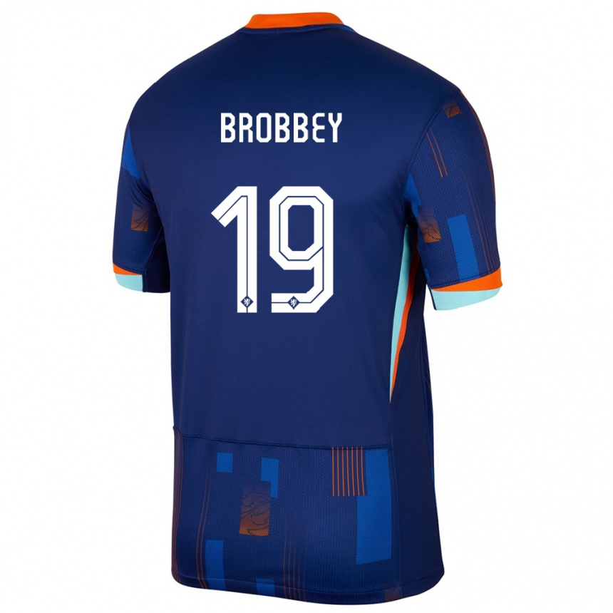 Vaikiškas Olandija Brian Brobbey #19 Mėlyna Išvykos Marškinėliai 24-26 T-Shirt