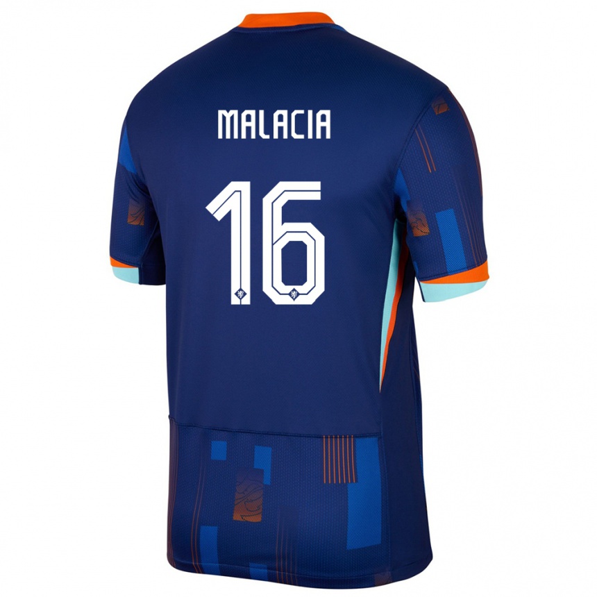 Vaikiškas Olandija Tyrell Malacia #16 Mėlyna Išvykos Marškinėliai 24-26 T-Shirt