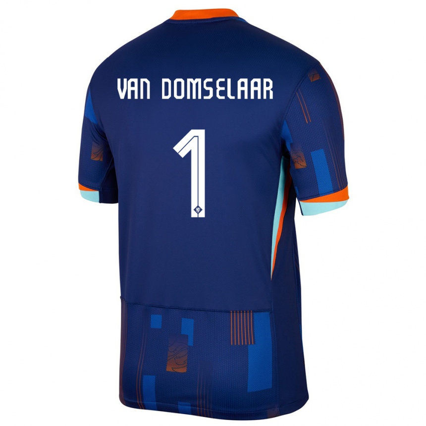 Vaikiškas Olandija Daphne Van Domselaar #1 Mėlyna Išvykos Marškinėliai 24-26 T-Shirt