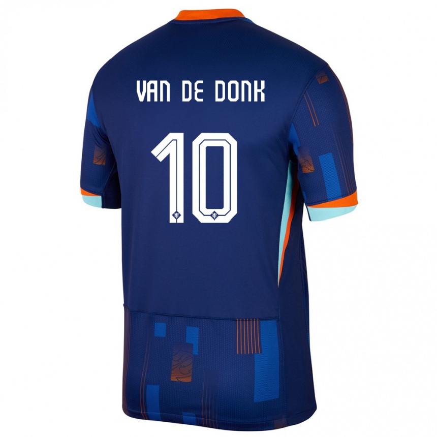 Vaikiškas Olandija Danielle Van De Donk #10 Mėlyna Išvykos Marškinėliai 24-26 T-Shirt