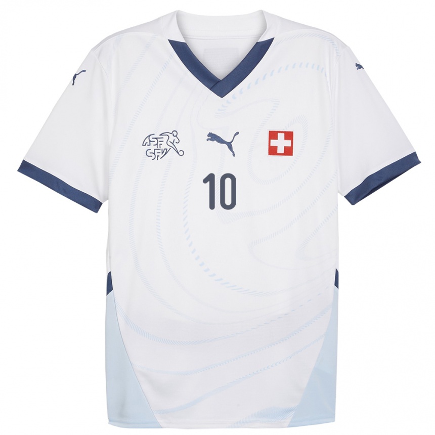 Vaikiškas Šveicarija Granit Xhaka #10 Baltas Išvykos Marškinėliai 24-26 T-Shirt