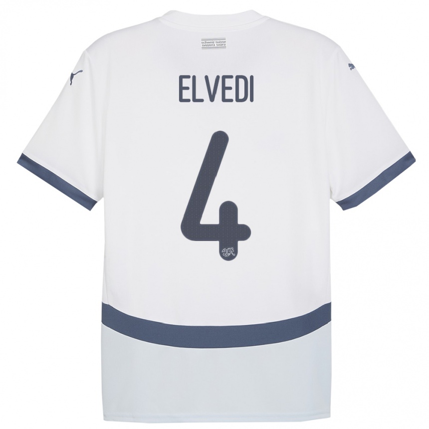 Vaikiškas Šveicarija Nico Elvedi #4 Baltas Išvykos Marškinėliai 24-26 T-Shirt