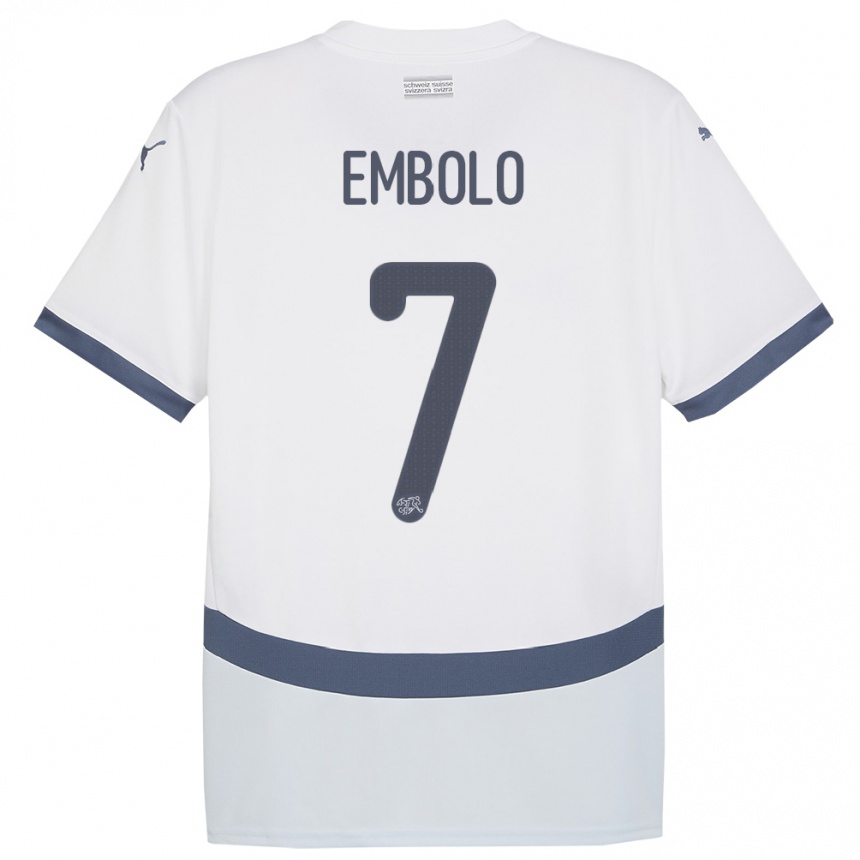 Vaikiškas Šveicarija Breel Embolo #7 Baltas Išvykos Marškinėliai 24-26 T-Shirt