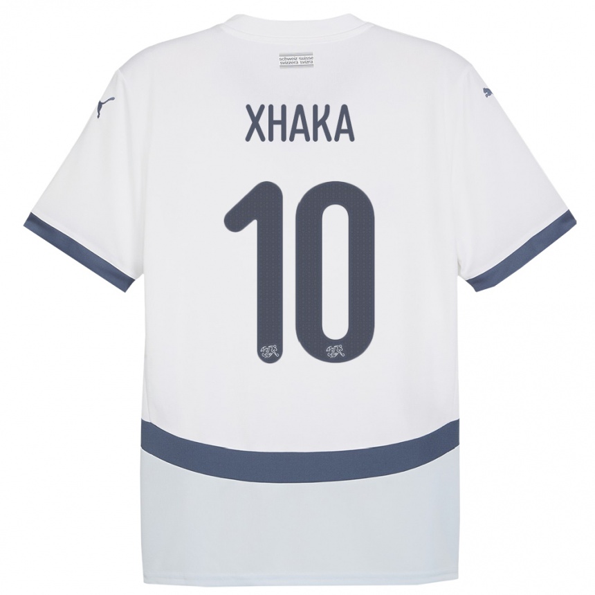 Vaikiškas Šveicarija Granit Xhaka #10 Baltas Išvykos Marškinėliai 24-26 T-Shirt