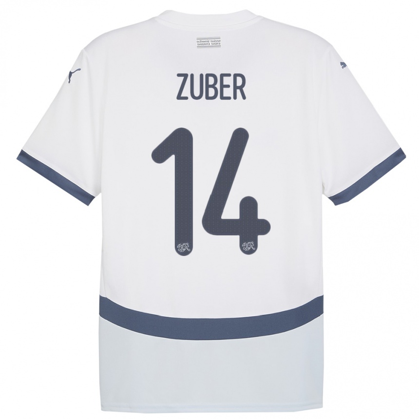 Vaikiškas Šveicarija Steven Zuber #14 Baltas Išvykos Marškinėliai 24-26 T-Shirt