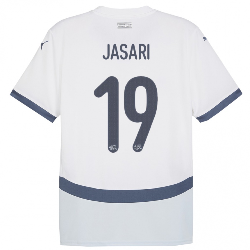 Vaikiškas Šveicarija Ardon Jasari #19 Baltas Išvykos Marškinėliai 24-26 T-Shirt