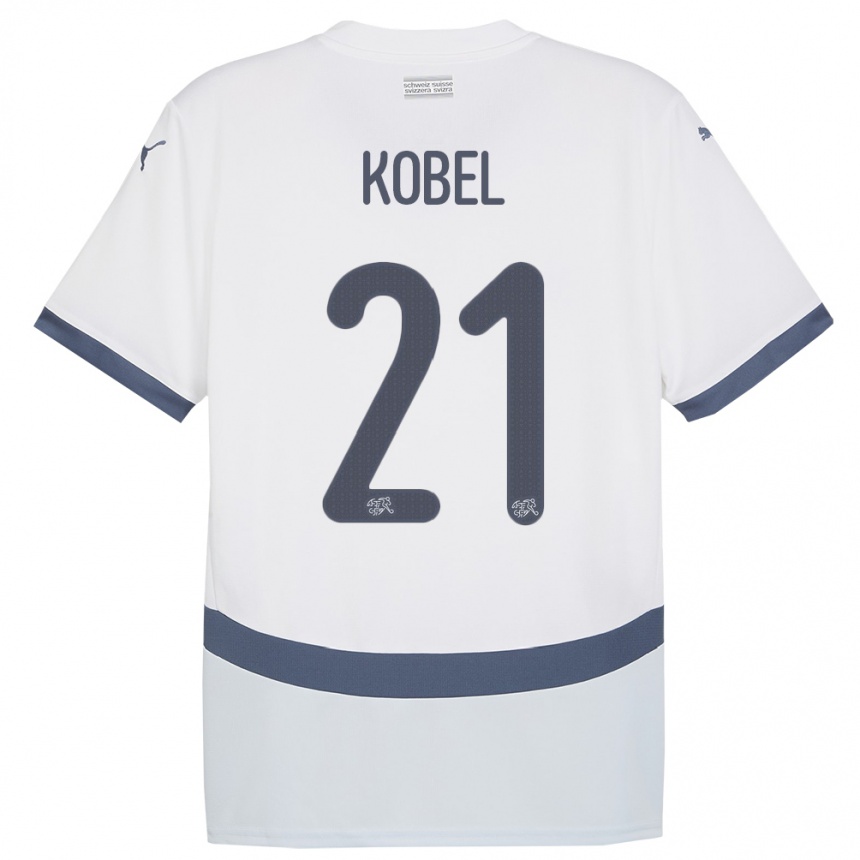 Vaikiškas Šveicarija Gregor Kobel #21 Baltas Išvykos Marškinėliai 24-26 T-Shirt