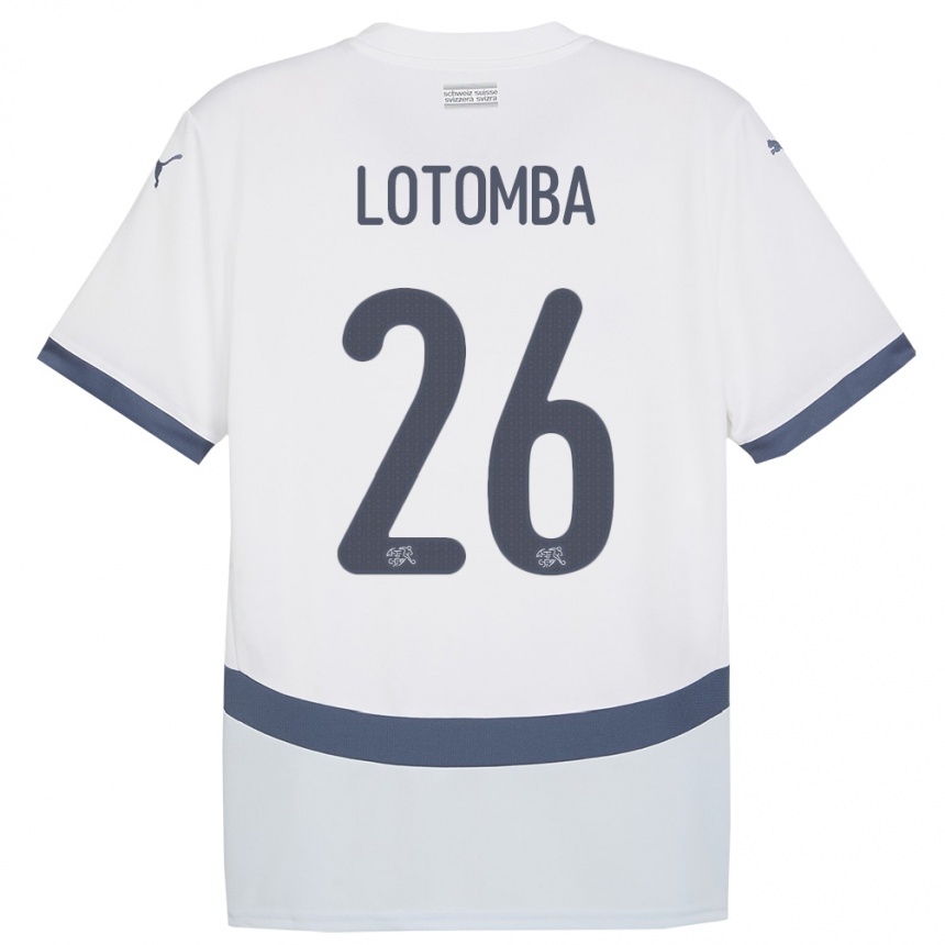 Vaikiškas Šveicarija Jordan Lotomba #26 Baltas Išvykos Marškinėliai 24-26 T-Shirt