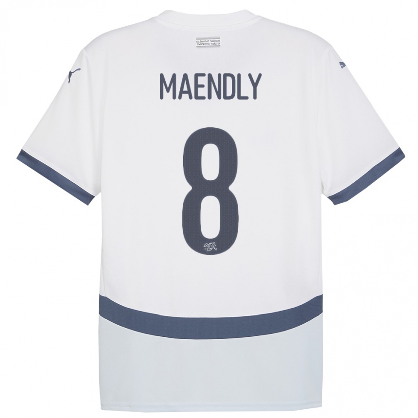 Vaikiškas Šveicarija Sandy Maendly #8 Baltas Išvykos Marškinėliai 24-26 T-Shirt