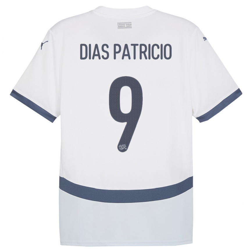 Vaikiškas Šveicarija Alexandre Dias Patricio #9 Baltas Išvykos Marškinėliai 24-26 T-Shirt